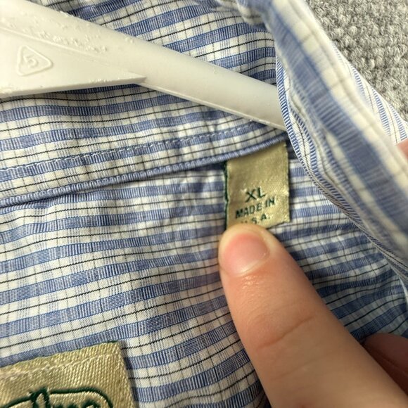 Gitman Bros USA XL Cotton Check Blue American Button Up Long Sleeve Shirt Men - Picture 14 of 16